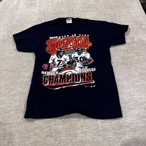 Vintage 90s 1998 NFL Denver Broncos Back to Back Super Bowl Champions Tultex L